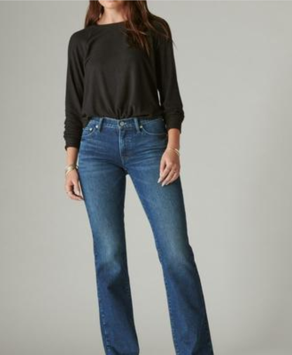 Lucky Brand Women Sweet Mid Rise Boot Denim Pants Trail Mix Size 0/25X32